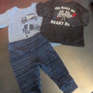 Old Navy and Jumping Beans Racing and Construction Heathered Tee Bundle 12-24M